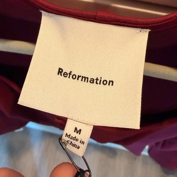 Reformation Burgundy Long Sleeve Button-Up Top - Picture 4 of 7